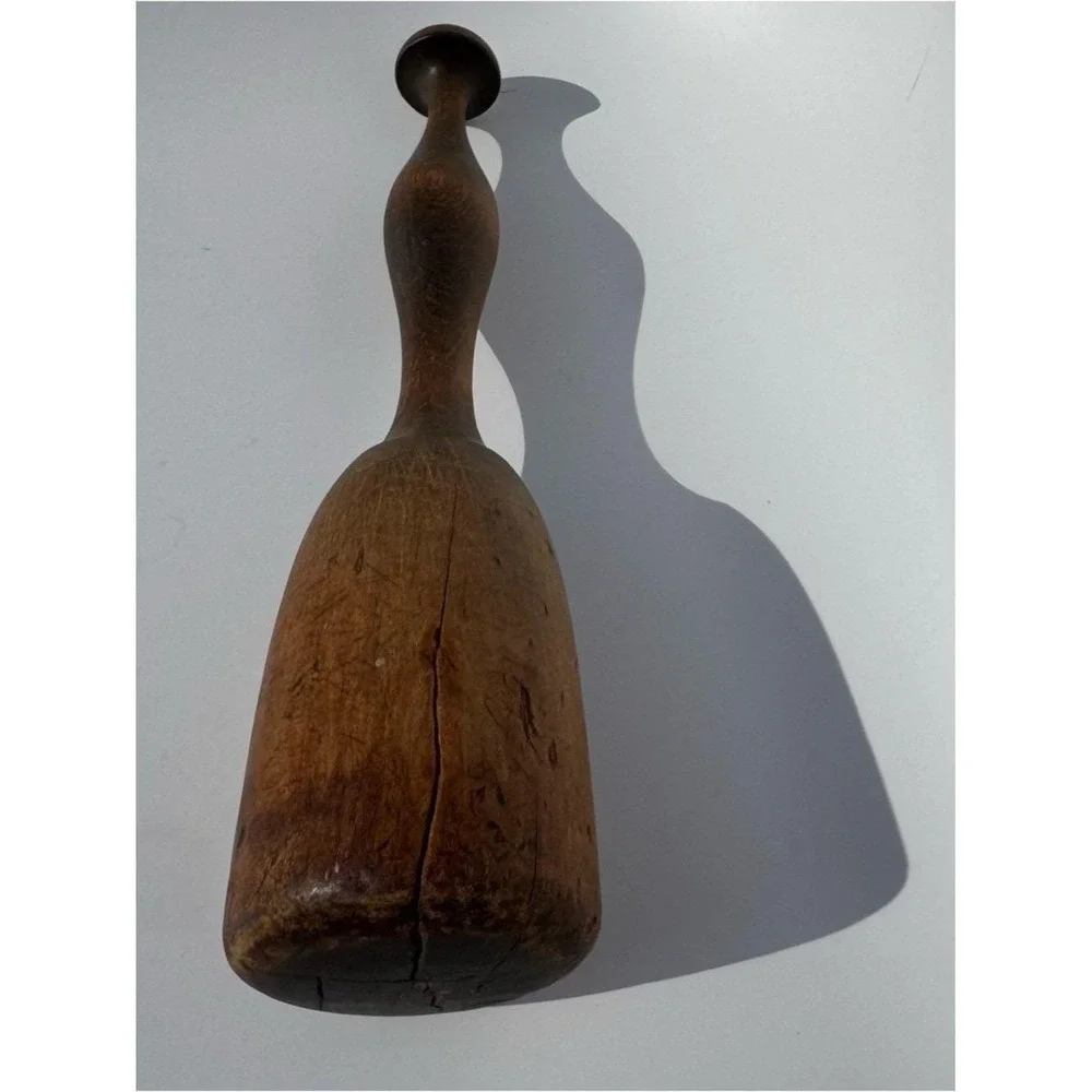 Antique 1950s Muddler Pestle Wooden Natural Brown Sculptural Rustic Kitchen